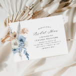 Brautparty aus dunkelblauem Beige Einladung<br><div class="desc">Ein elegantes Design mit schwarzen Schriftzeichen und einem staubigen blauen Pampas beige Hochzeitstil. Sie können die Formulierung,  Textgröße,  Farben und Schriftart auf diesem Brautparty laden ändern.</div>