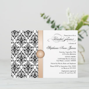 Brautparty aus gedrucktem Band und Juwel Damask Einladung