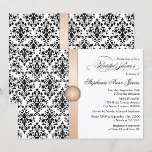 Brautparty aus gedrucktem Band und Juwel Damask Einladung