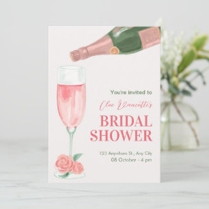 Brautparty aus rosa Champagnerflasche Einladung