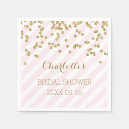 Brautparty aus rosa goldfarbenem Confetti Streifen Serviette