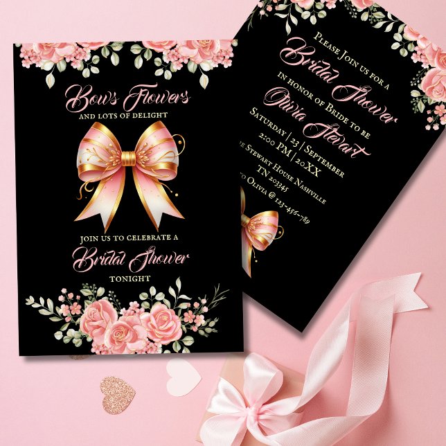 Brautparty aus Rosa und Rosa Blütenbraun Einladung (Von Creator hochgeladen)