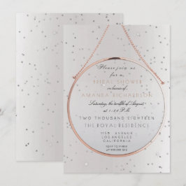 Brautparty Bachelorette Silver Pink Rose Einladung