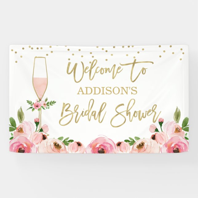 Brautparty-Banner "Floral Champagne" Banner (Horizontal)