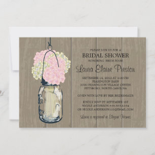 Brautparty Barn Wood Mason Jar Hydrangeas Einladung