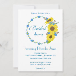 Brautparty Beauty Sonnenblume Blau und Weiß Einladung