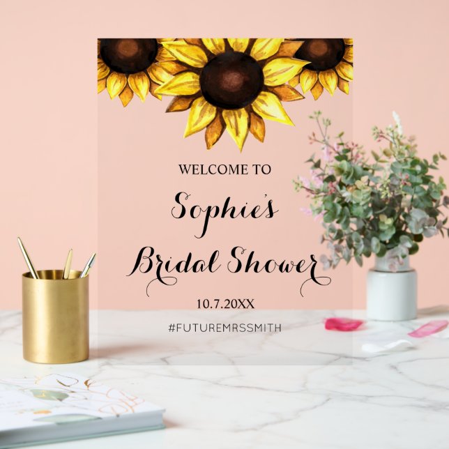 Brautparty Begrüßung Sonnenblumen Zeichen Acrylschild (Hochzeit)