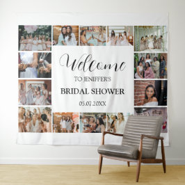 Brautparty Begrüßungsskript minimale FotoCollage Wandteppich