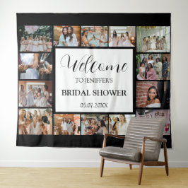 Brautparty Begrüßungsskript Schwarze FotoCollage Wandteppich