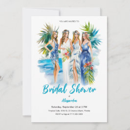 Brautparty bei der Hochzeit am Strand Einladung