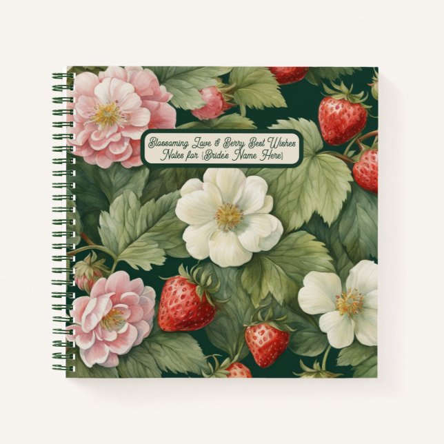 Brautparty Berry Best Wünsche: Square Notebook Notizbuch (Vorderseite)