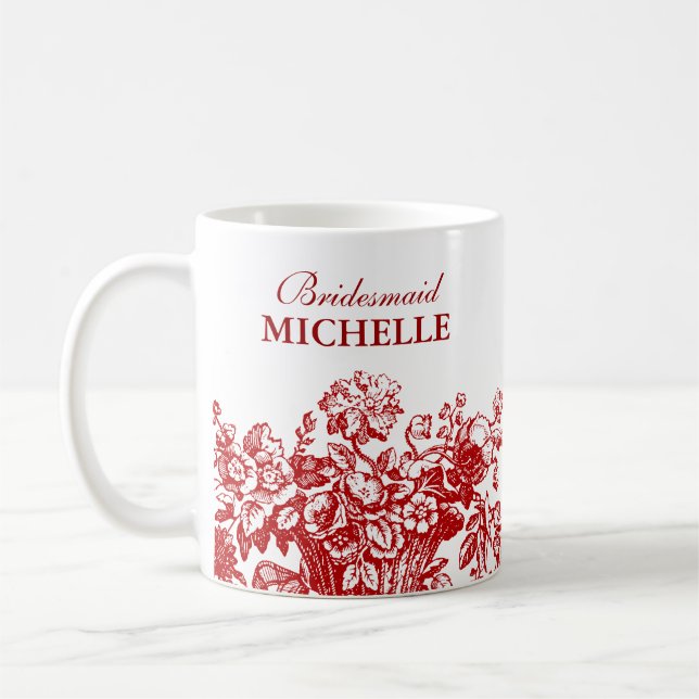 Brautparty-Bevorzugungs-Blumenkorb-Rot Kaffeetasse (Links)