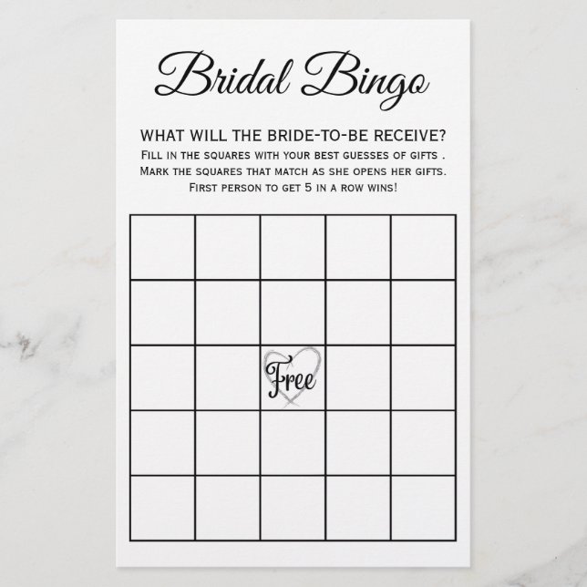 Brautparty Bingo Game Card Flyer (Vorne)
