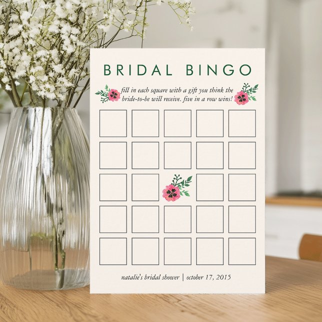 Brautparty Bingo Game Card | Rosa Floral (Von Creator hochgeladen)