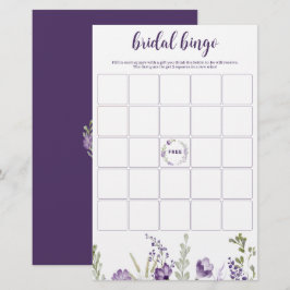 Brautparty Bingo Game Lila Lavendel Floral