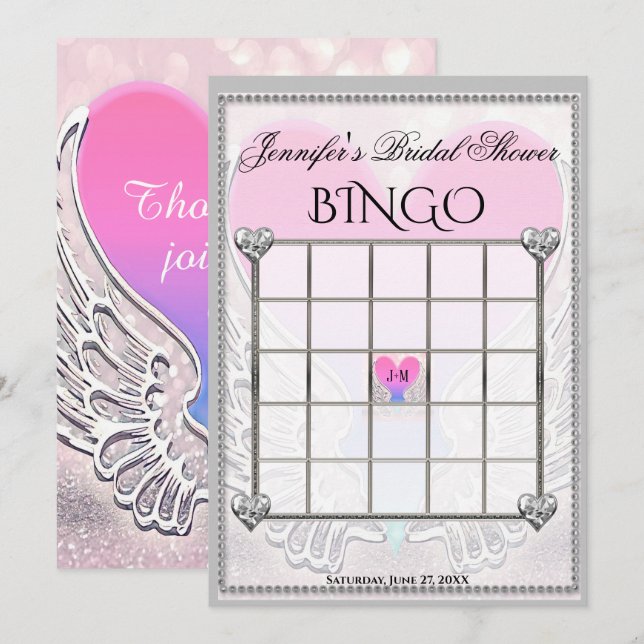 Brautparty Bingo Game Template Einladung (Vorne/Hinten)