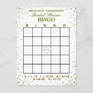Brautparty Bingo Gold Confetti Einladungs-Pos Einladungspostkarte