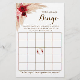 Brautparty Bingo Pampas Grass Game Card Flyer