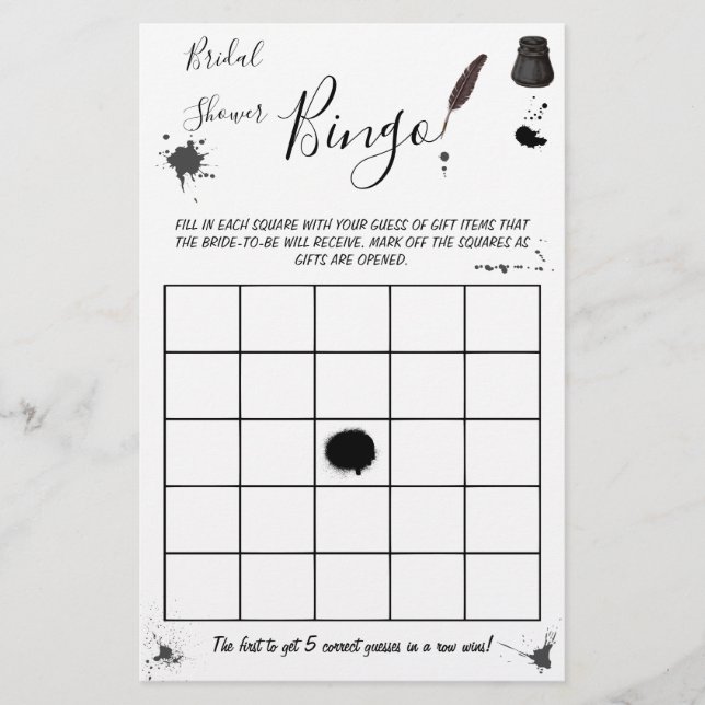 Brautparty Bingo | Pen & Inkwell Game Card Flyer (Vorne)