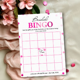 Brautparty Bingo | Pink Magenta Confetti Game Einladung