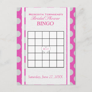 Brautparty Bingo Rosa und Silber Einladungspostkarte