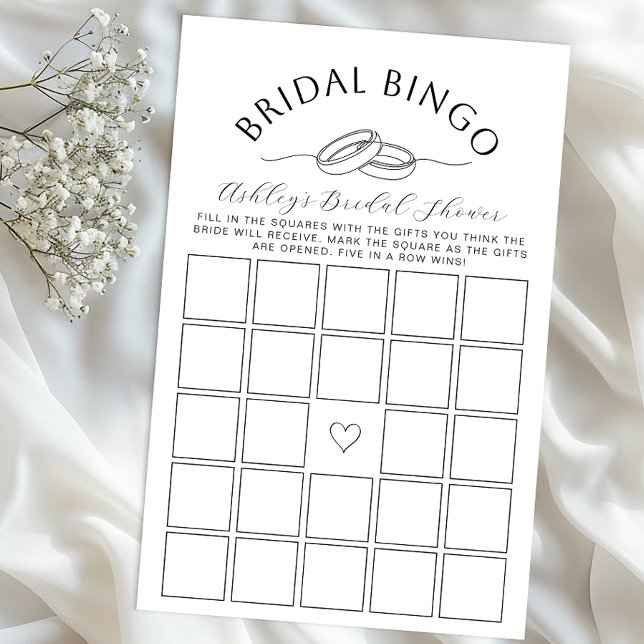 Brautparty Bingo Spiel mit Rings Design (Bridal Bingo)