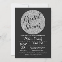 Brautparty Black and Silver Glitzer Einladung