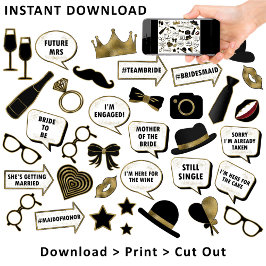 Brautparty Black & Gold Foto Booth Signature-Eigen Poster