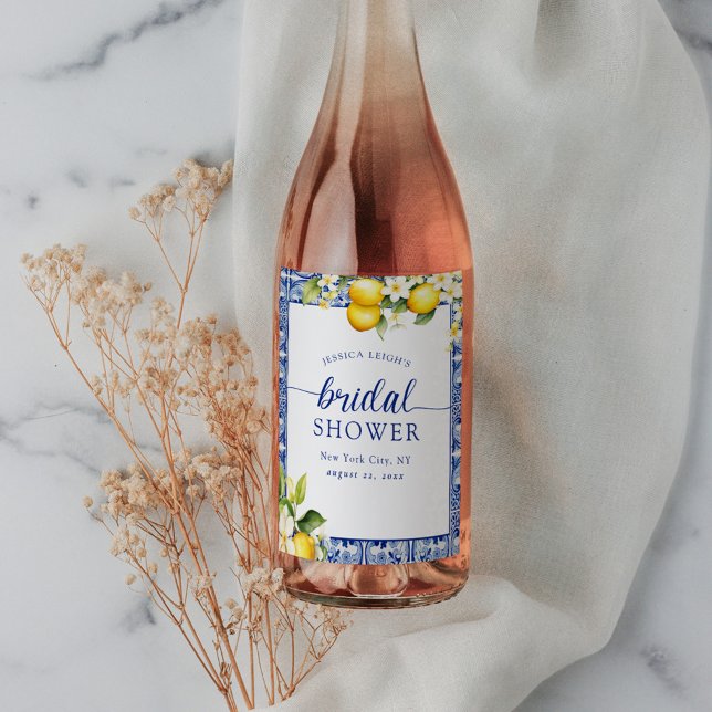 Brautparty Blauer Mittelmeerlemon Weinetikett (Von Creator hochgeladen)