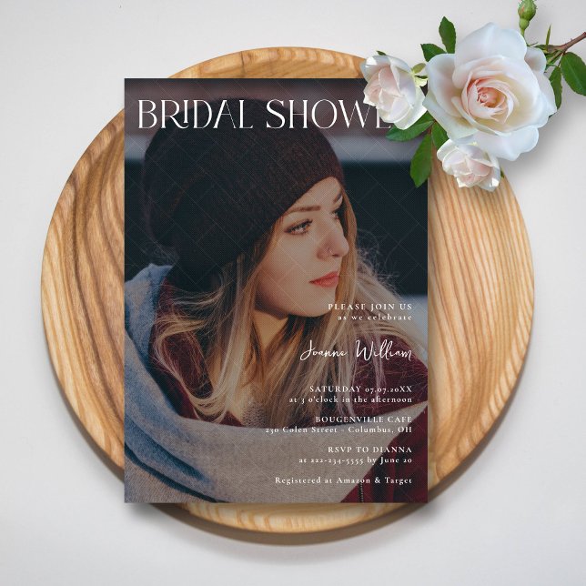 Brautparty Bliss: Kundenspezifisches Foto und mode Einladung (Bridal Shower Bliss Custom Photo & Modern Details Invitation)