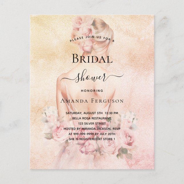 Brautparty-Blonde-Braut-Rose Einladung Flyer (Vorne)