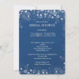 Brautparty Blue and White Confetti Bokeh Einladung
