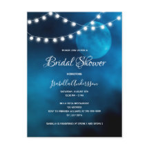Brautparty Blue Moon Lichter Saiten Einladung