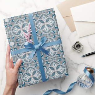 Brautparty Blue Tiles Geschenkpapier