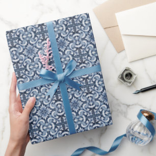 Brautparty Blue Tiles Geschenkpapier