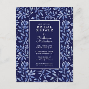 Brautparty Blue Watercolor Garden Postcard Postkarte