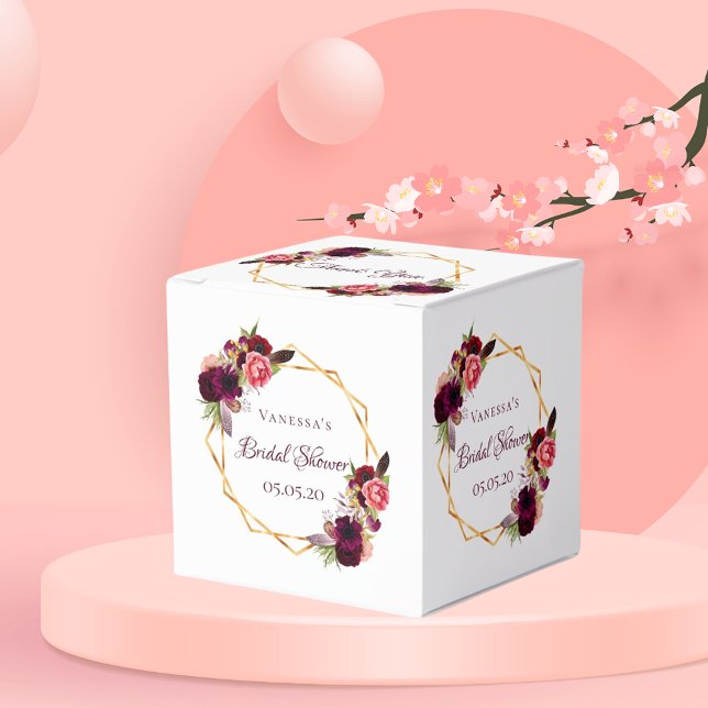 Brautparty Blume bordeauxrot geometrisch Geschenkschachtel (Von Creator hochgeladen)