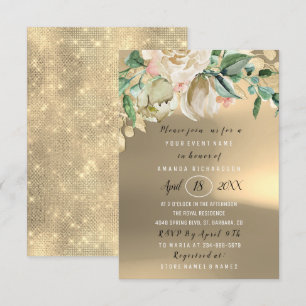 Brautparty Blume Brunch Green Gold Rose Rustikal Einladung