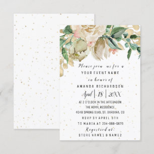 Brautparty Blume Brunch Greenery White Confett Einladung