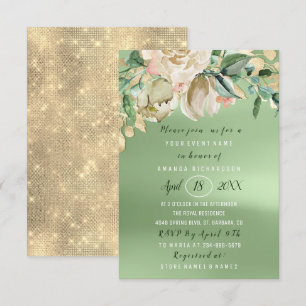 Brautparty Blume Brunch Grünpflanzen Gold Rose Einladung
