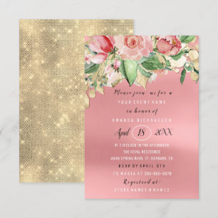 Brautparty Blume Brunch Grünpflanzen Rose Gold Einladung