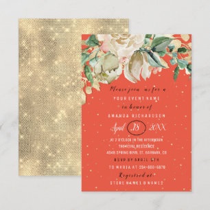 Brautparty Blume Brunch Mint Coral Confetti Einladung