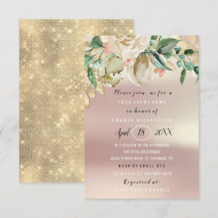 Brautparty Blume Brunch Minze Rose Gold Einladung