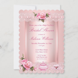 Brautparty Blumenrosa Rosen Hoher Tee Party Einladung