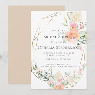 Brautparty Blush Coram Cream Blume Einladung