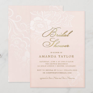 Brautparty Blush Pink Floral Lace Einladung