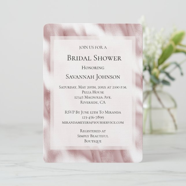 Brautparty Blush Pink Glam Einladung (Stehend Vorderseite)