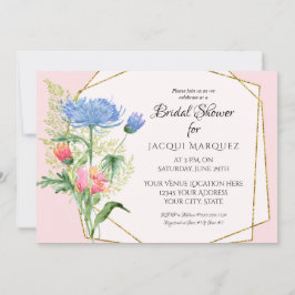 Brautparty Blush Pink in Blue Ferns n Floral Art Einladung