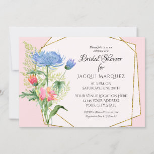 Brautparty Blush Pink in Blue Ferns n Floral Art Einladung