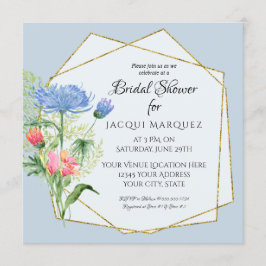 Brautparty Blush Pink in Dusty Blue Fern Floral Einladung